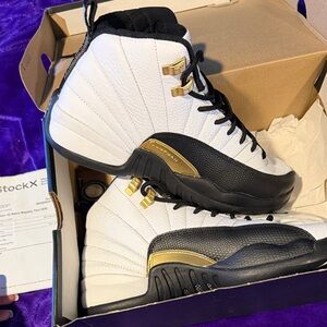 Jordan 12 Retro Royalty Taxi in White, Black, and Gold